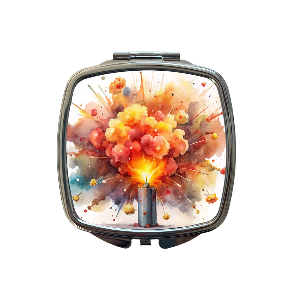 Dynamite Exploding Explosion Watercolor Small Travel Purse Handbag Pocket Makeup Compact Mirror