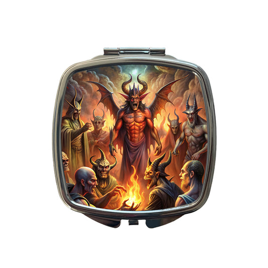 Fantasy Demon Congregation By Firelight Small Travel Purse Handbag Pocket Makeup Compact Mirror
