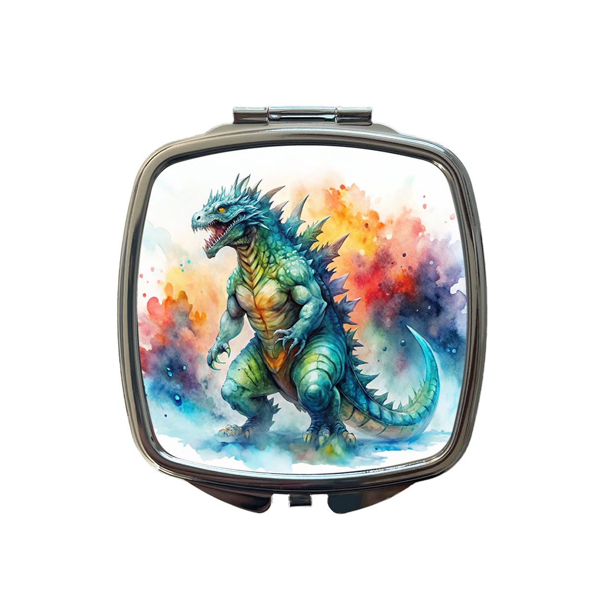 Giant Kaiju Monster Watercolor Small Travel Purse Handbag Pocket Makeup Compact Mirror