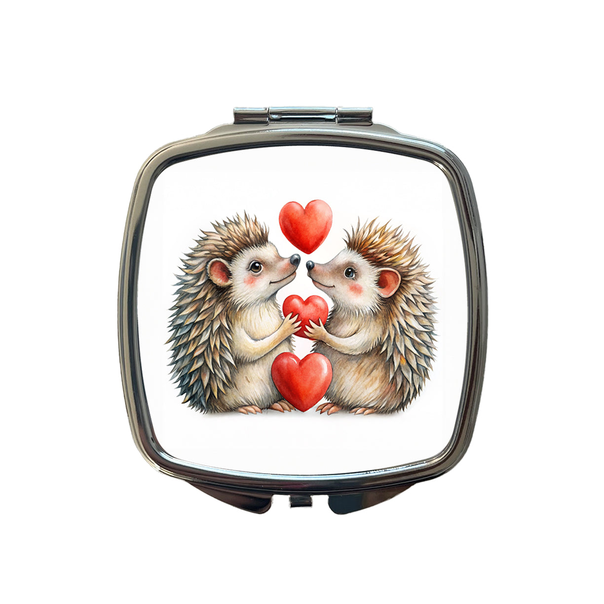 Hedgehogs In Love With Hearts Valentine's Day Small Travel Purse Handbag Pocket Makeup Compact Mirror