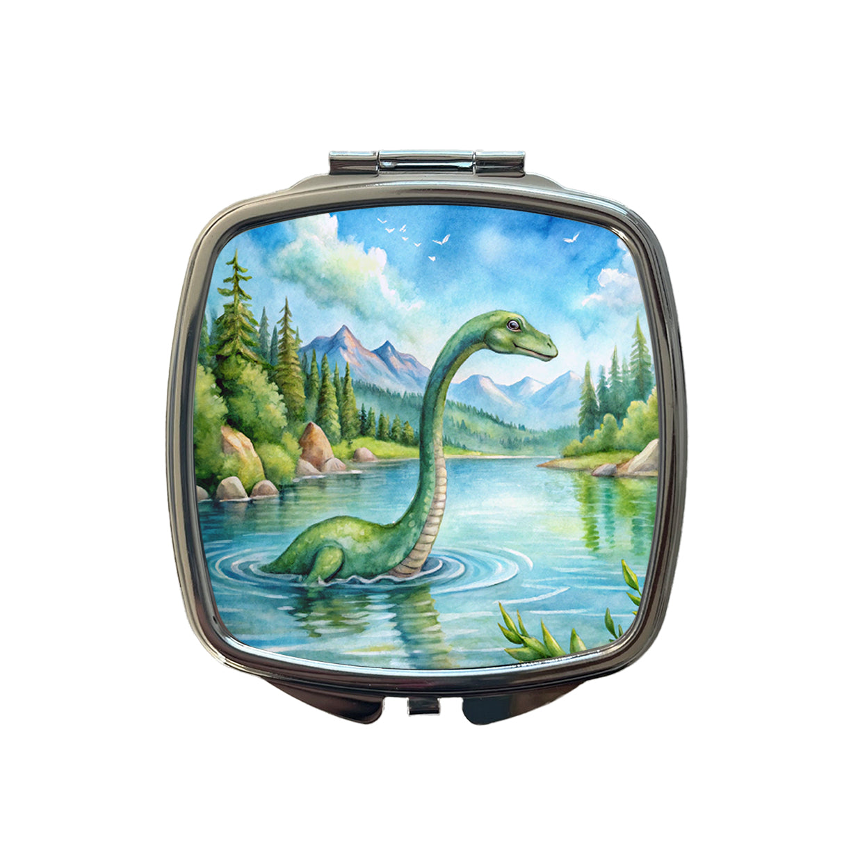 Loch Ness Monster Nessie In Scotland Highlands Lake Small Travel Purse Handbag Pocket Makeup Compact Mirror