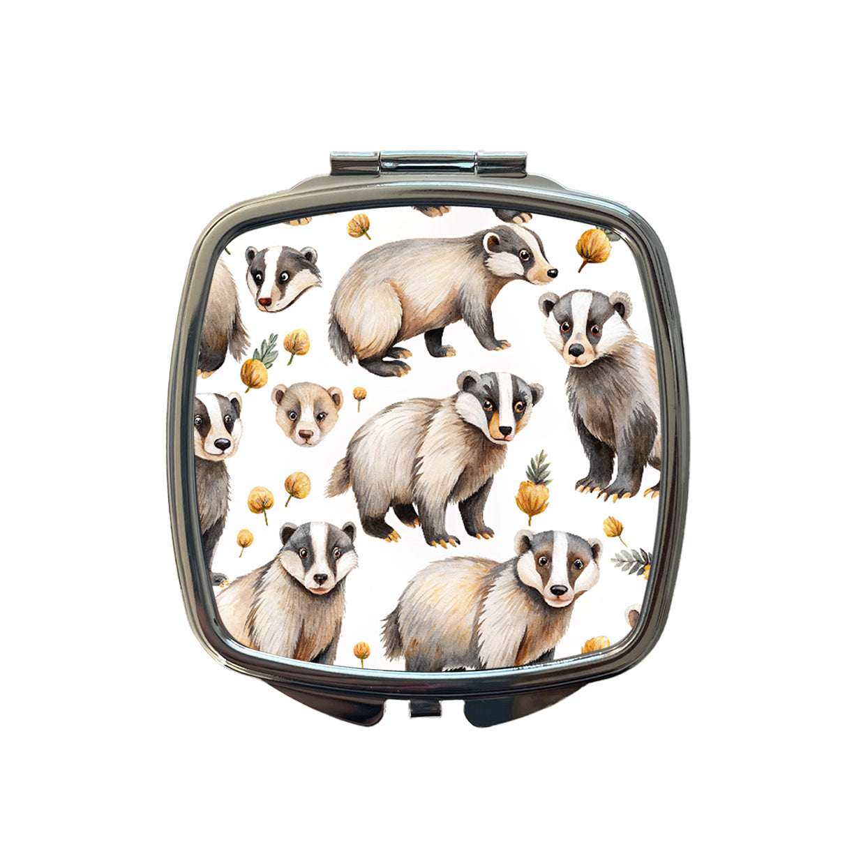 Lots Of Sweet Honey Badgers Small Travel Purse Handbag Pocket Makeup Compact Mirror