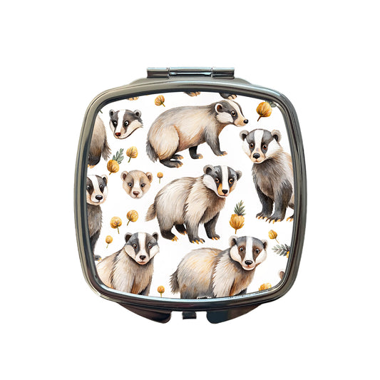 Lots Of Sweet Honey Badgers Small Travel Purse Handbag Pocket Makeup Compact Mirror