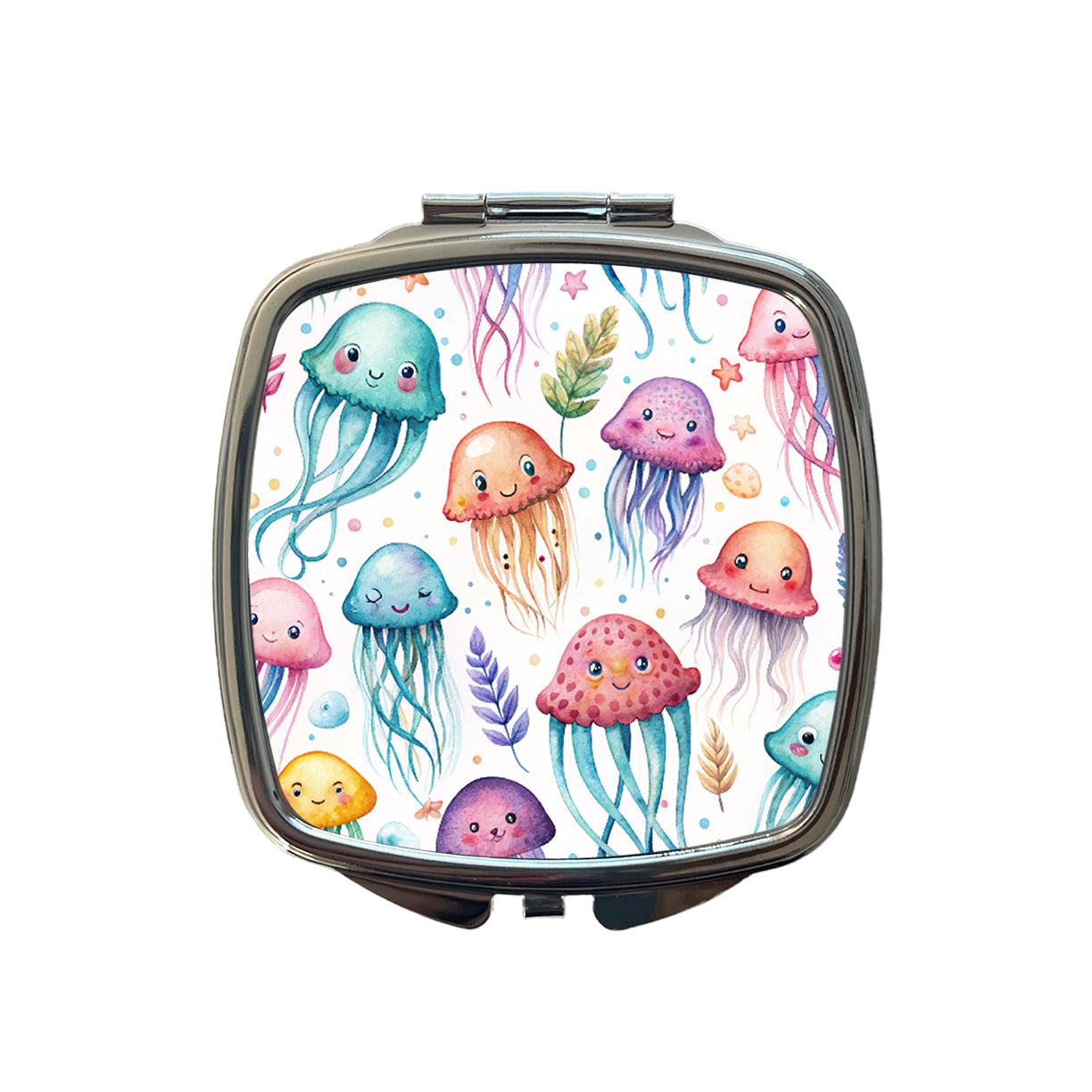 Lots Of Sweet Jellyfish Small Travel Purse Handbag Pocket Makeup Compact Mirror
