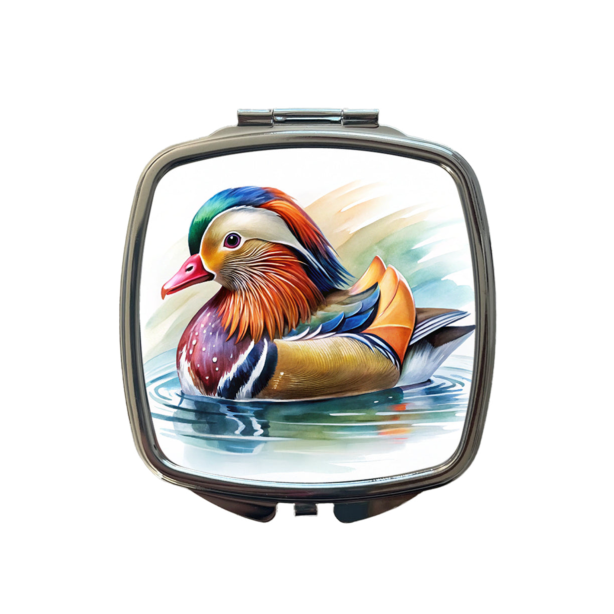 Mandarin Duck Watercolor Small Travel Purse Handbag Pocket Makeup Compact Mirror