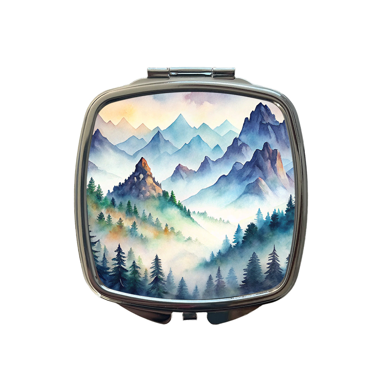 Mist Covered Mountains Misty Watercolor Small Travel Purse Handbag Pocket Makeup Compact Mirror