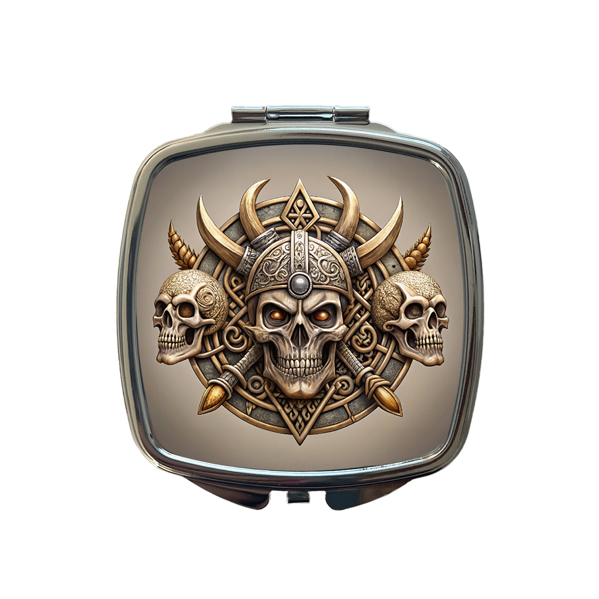 Norse Viking Symbols With Skulls Small Travel Purse Handbag Pocket Makeup Compact Mirror