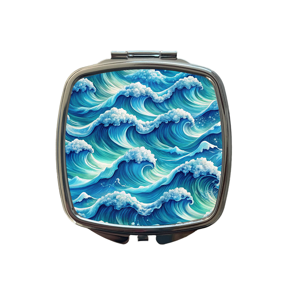 Ocean Waves Painting Small Travel Purse Handbag Pocket Makeup Compact Mirror
