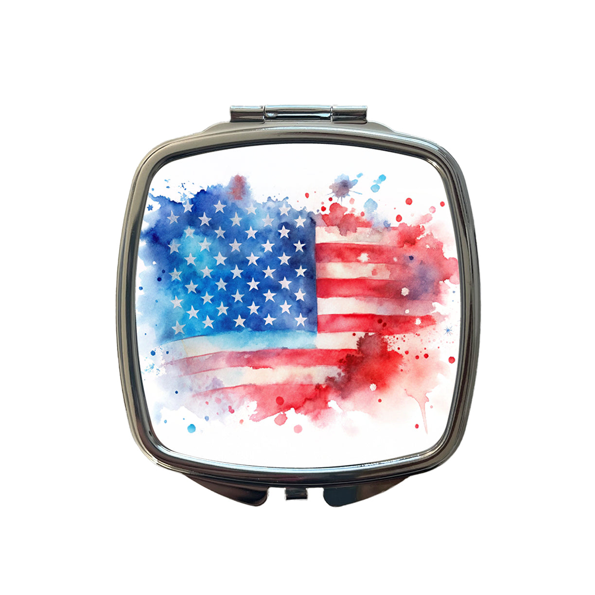 Patriotic American Flag USA Watercolor Small Travel Purse Handbag Pocket Makeup Compact Mirror