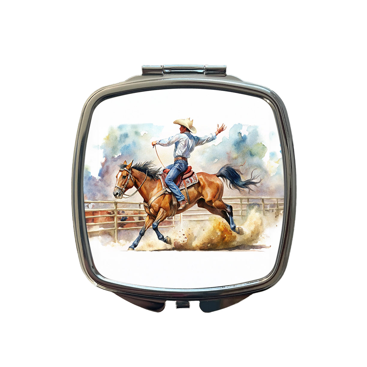 Rodeo Cowboy Horse Country Small Travel Purse Handbag Pocket Makeup Compact Mirror
