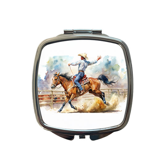 Rodeo Cowboy Horse Country Small Travel Purse Handbag Pocket Makeup Compact Mirror