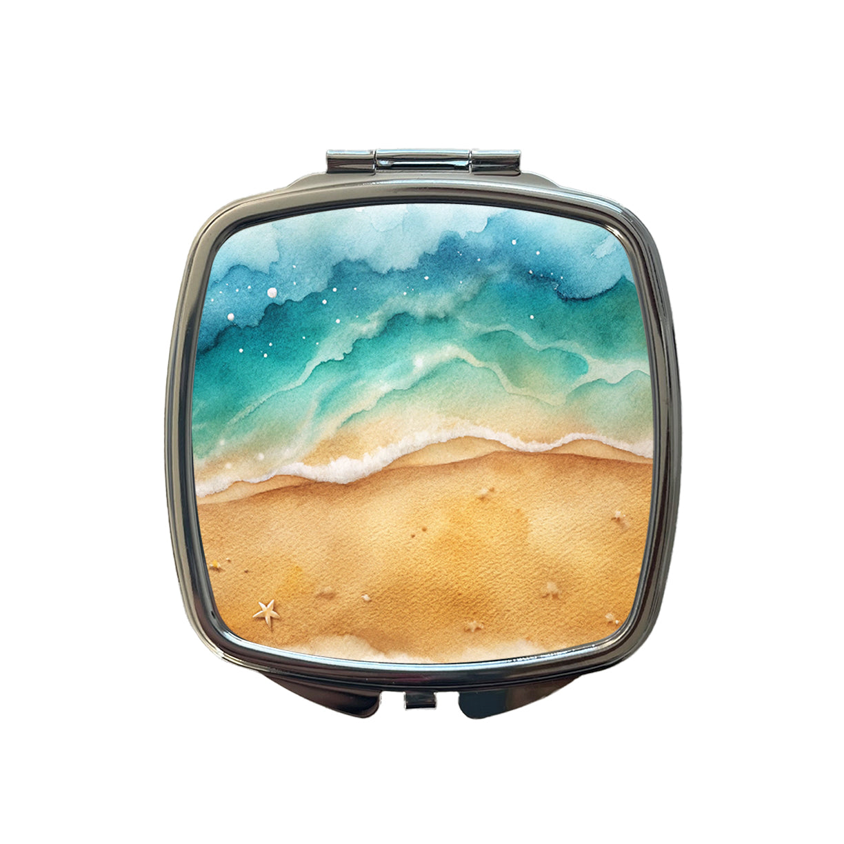 Sandy Tranquil Ocean Beach Small Travel Purse Handbag Pocket Makeup Compact Mirror