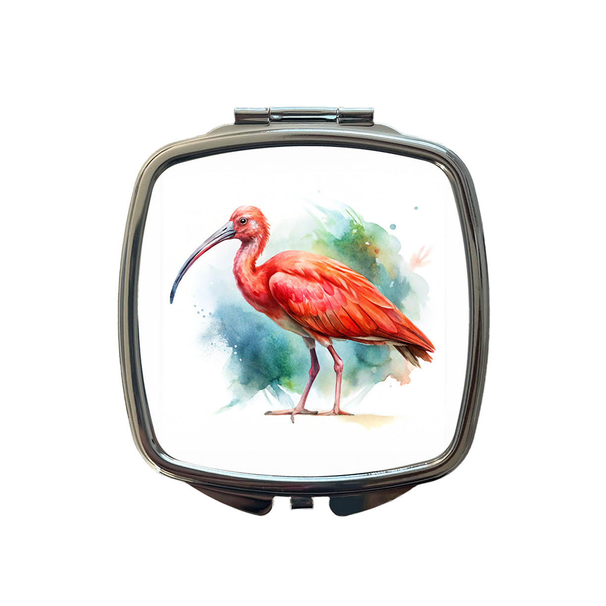 Scarlet Ibis Bird Watercolor Small Travel Purse Handbag Pocket Makeup Compact Mirror