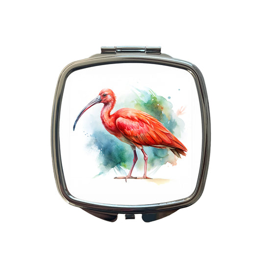 Scarlet Ibis Bird Watercolor Small Travel Purse Handbag Pocket Makeup Compact Mirror