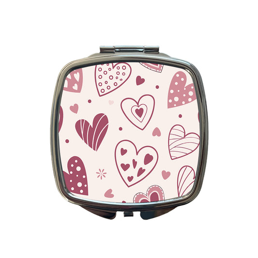 Scattered Hearts Love Valentine's Day Small Travel Purse Handbag Pocket Makeup Compact Mirror