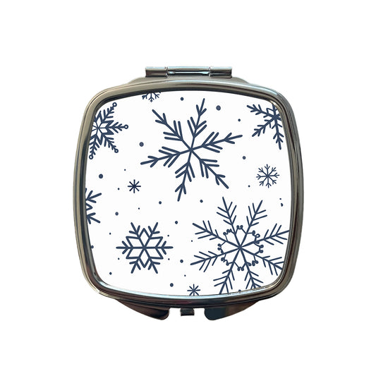 Scattered Snowflakes Winter Christmas Small Travel Purse Handbag Pocket Makeup Compact Mirror