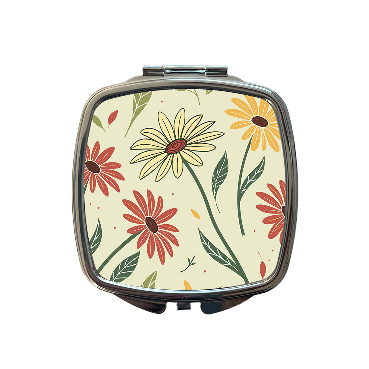 Scattered Sunflowers Sketch Small Travel Purse Handbag Pocket Makeup Compact Mirror