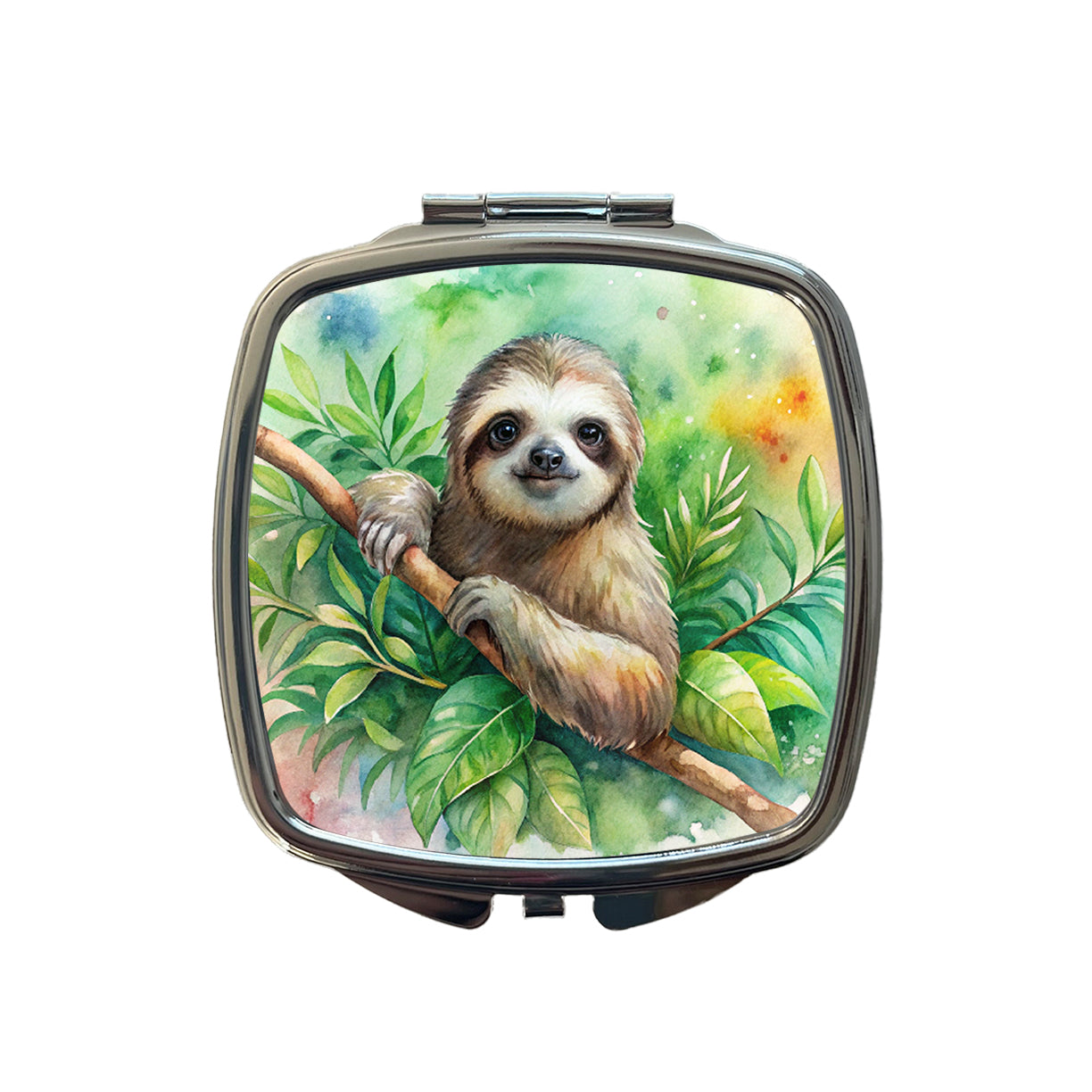 Sloth In A Tree Watercolor Small Travel Purse Handbag Pocket Makeup Compact Mirror