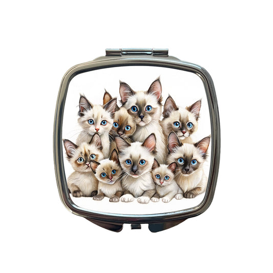 Sweet Balinese Cats Small Travel Purse Handbag Pocket Makeup Compact Mirror