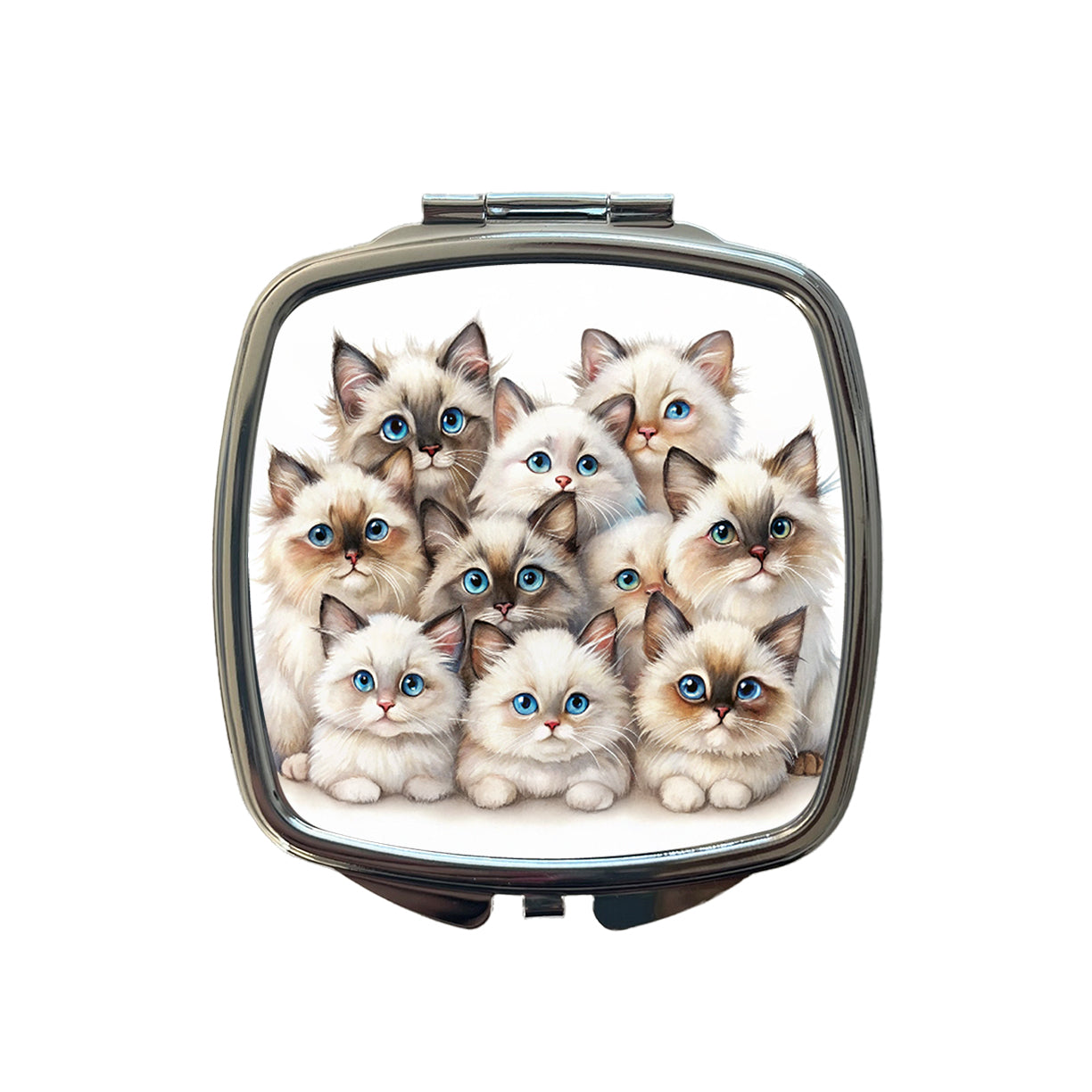 Sweet Birman Cats Small Travel Purse Handbag Pocket Makeup Compact Mirror