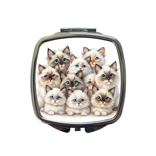 Sweet Birman Cats Small Travel Purse Handbag Pocket Makeup Compact Mirror