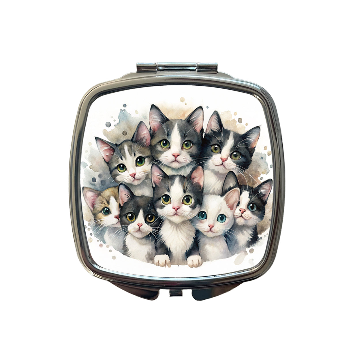 Sweet Black And White Cats Small Travel Purse Handbag Pocket Makeup Compact Mirror