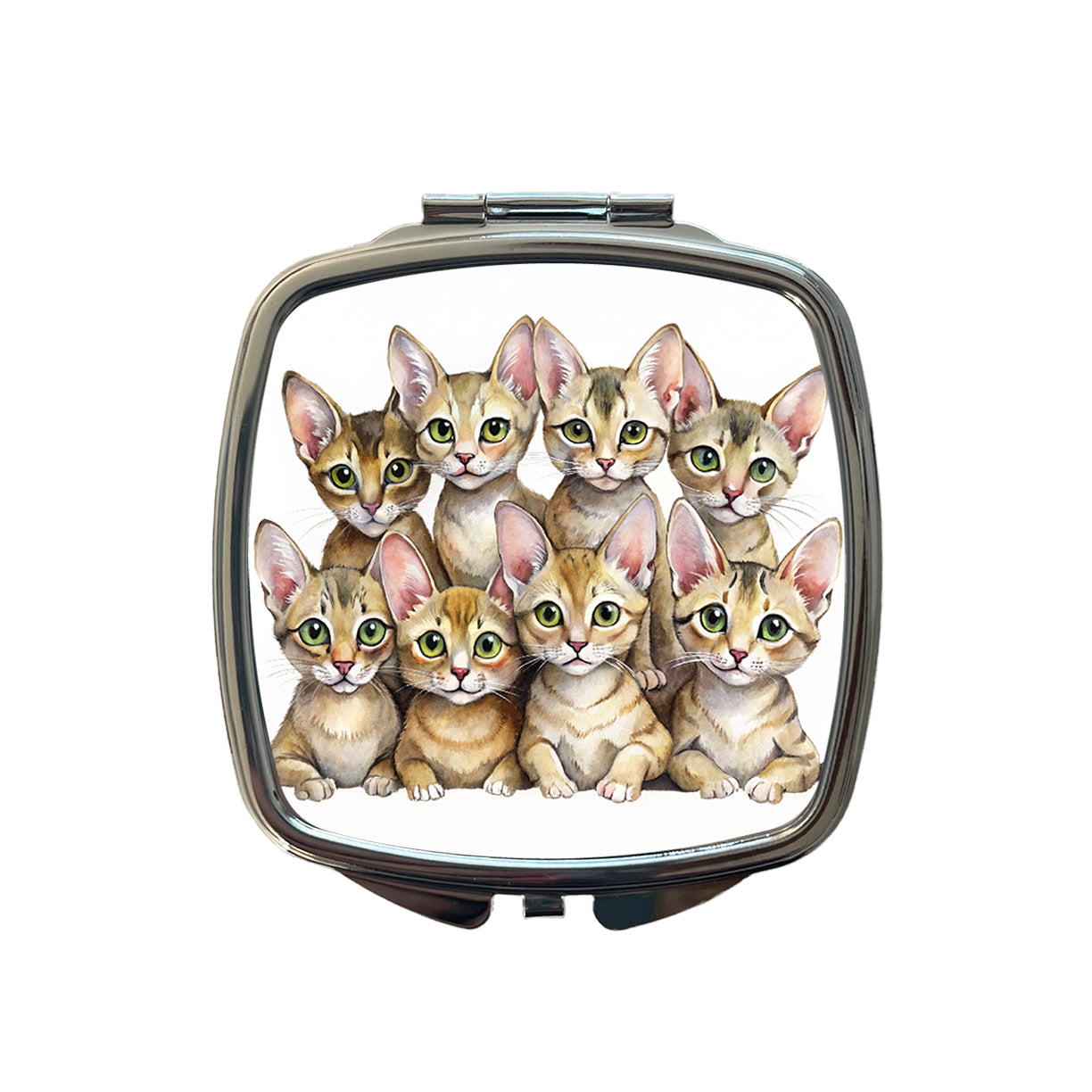 Sweet Chausie Cats Small Travel Purse Handbag Pocket Makeup Compact Mirror