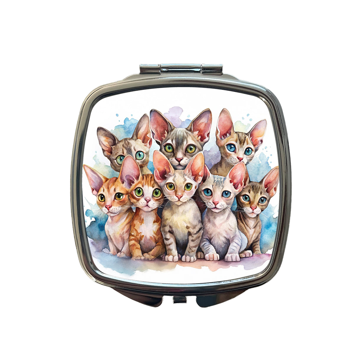 Sweet Devon Rex Cats Small Travel Purse Handbag Pocket Makeup Compact Mirror