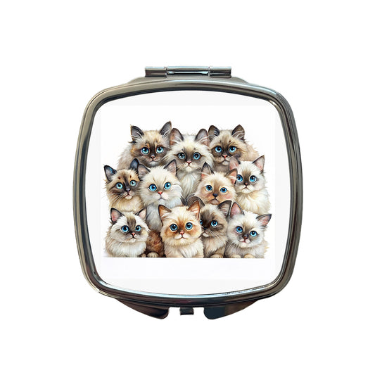 Sweet Himalayan Cats Small Travel Purse Handbag Pocket Makeup Compact Mirror
