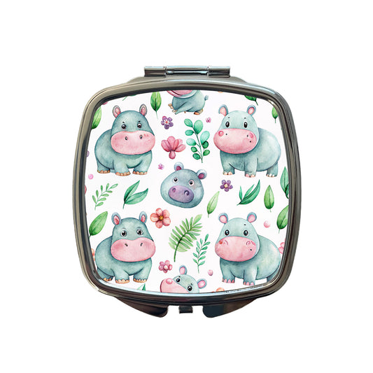 Sweet Hippos Small Travel Purse Handbag Pocket Makeup Compact Mirror