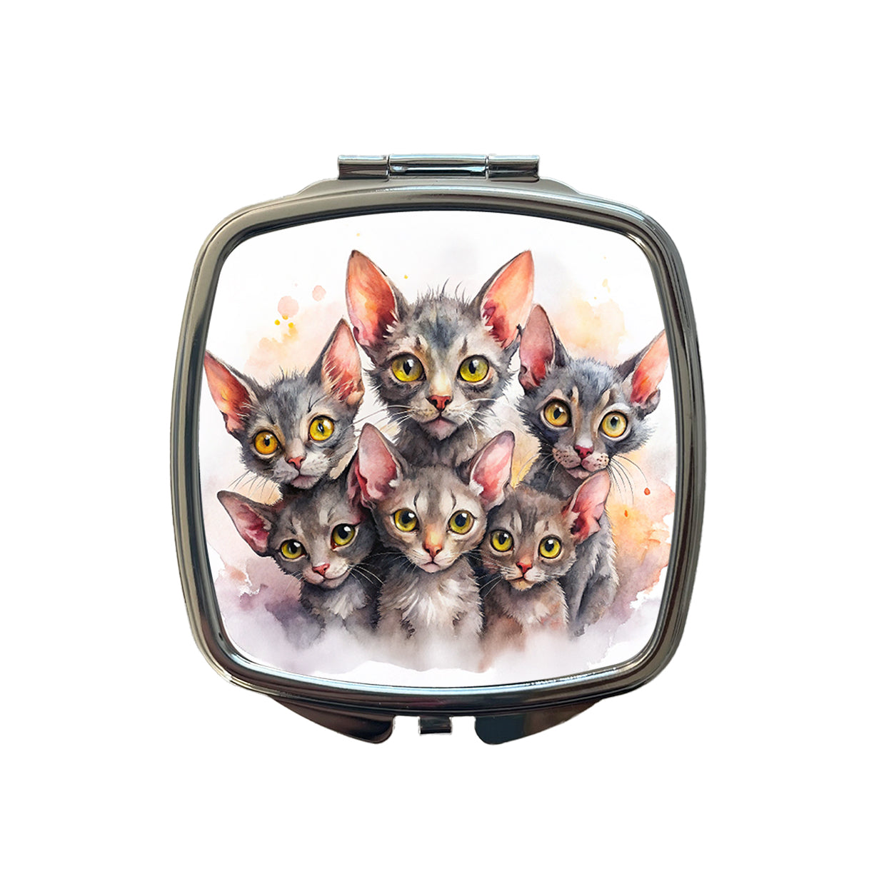 Sweet Lykoi Cats Small Travel Purse Handbag Pocket Makeup Compact Mirror