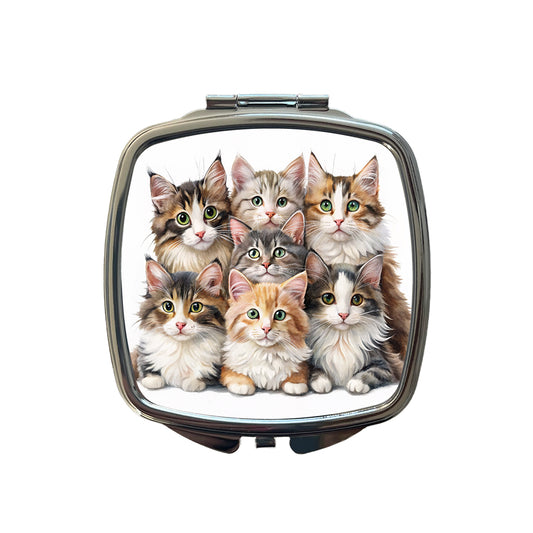Sweet Norwegian Forest Cats Small Travel Purse Handbag Pocket Makeup Compact Mirror