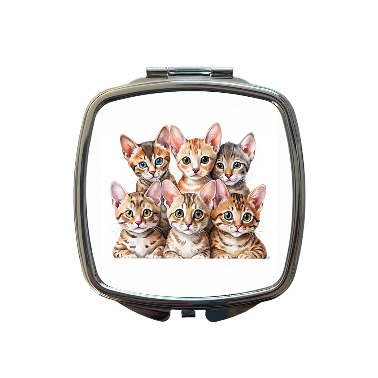 Sweet Ocicat Cats Small Travel Purse Handbag Pocket Makeup Compact Mirror