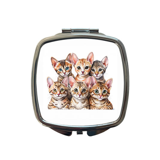 Sweet Ocicat Cats Small Travel Purse Handbag Pocket Makeup Compact Mirror