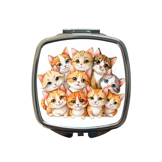 Sweet Orange And White Cats Small Travel Purse Handbag Pocket Makeup Compact Mirror