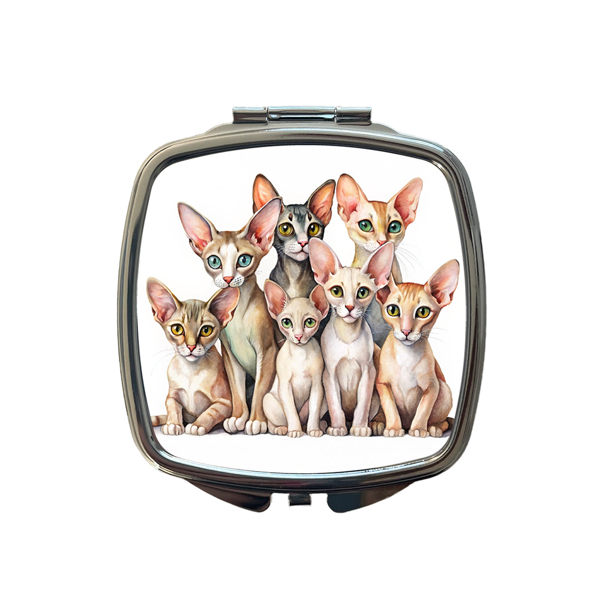 Sweet Oriental Shorthair Cats Small Travel Purse Handbag Pocket Makeup Compact Mirror