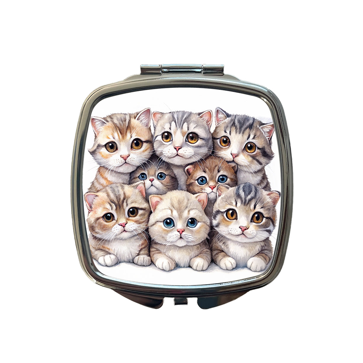 Sweet Scottish Fold Cats Small Travel Purse Handbag Pocket Makeup Compact Mirror