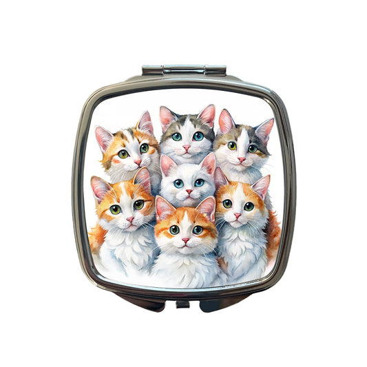 Sweet Turkish Van Cats Small Travel Purse Handbag Pocket Makeup Compact Mirror