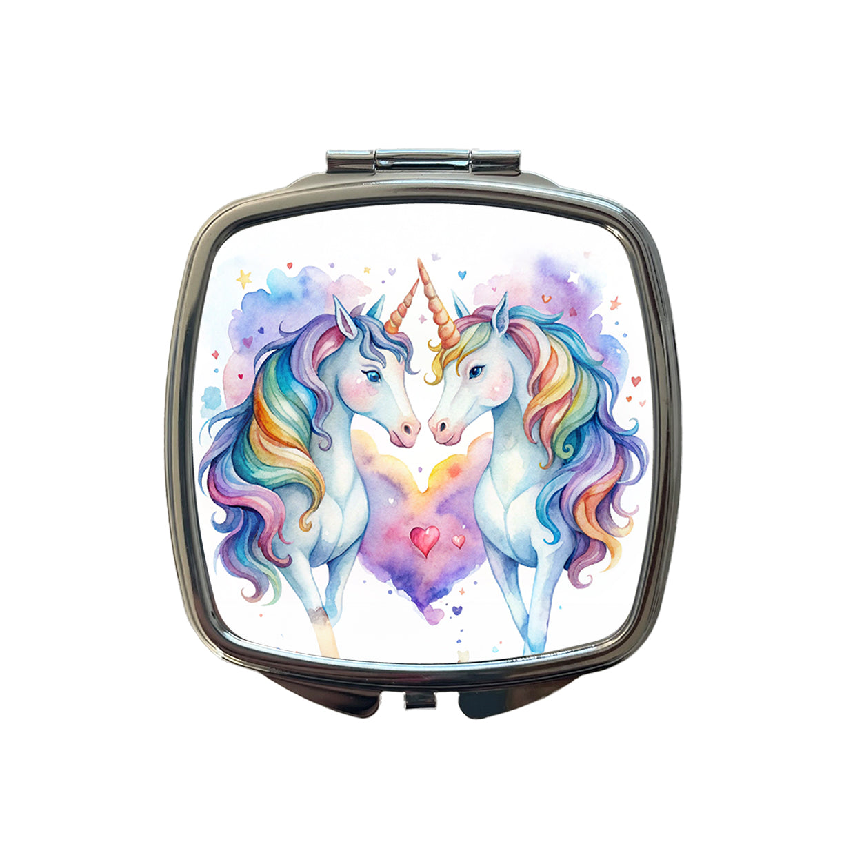 Unicorns In Love Valentine's Day Small Travel Purse Handbag Pocket Makeup Compact Mirror
