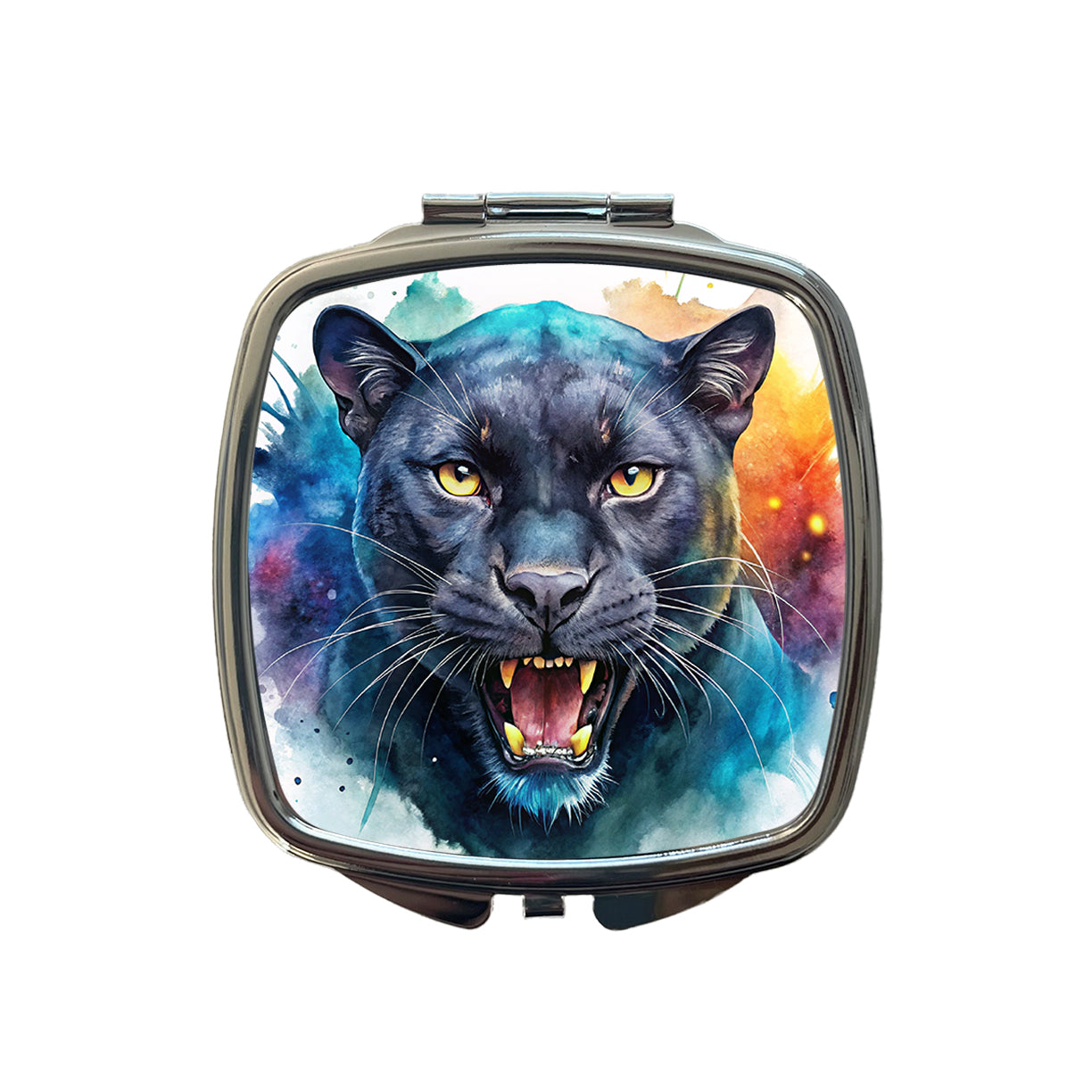 Angry Black Panther Watercolor Small Travel Purse Handbag Pocket Makeup Compact Mirror