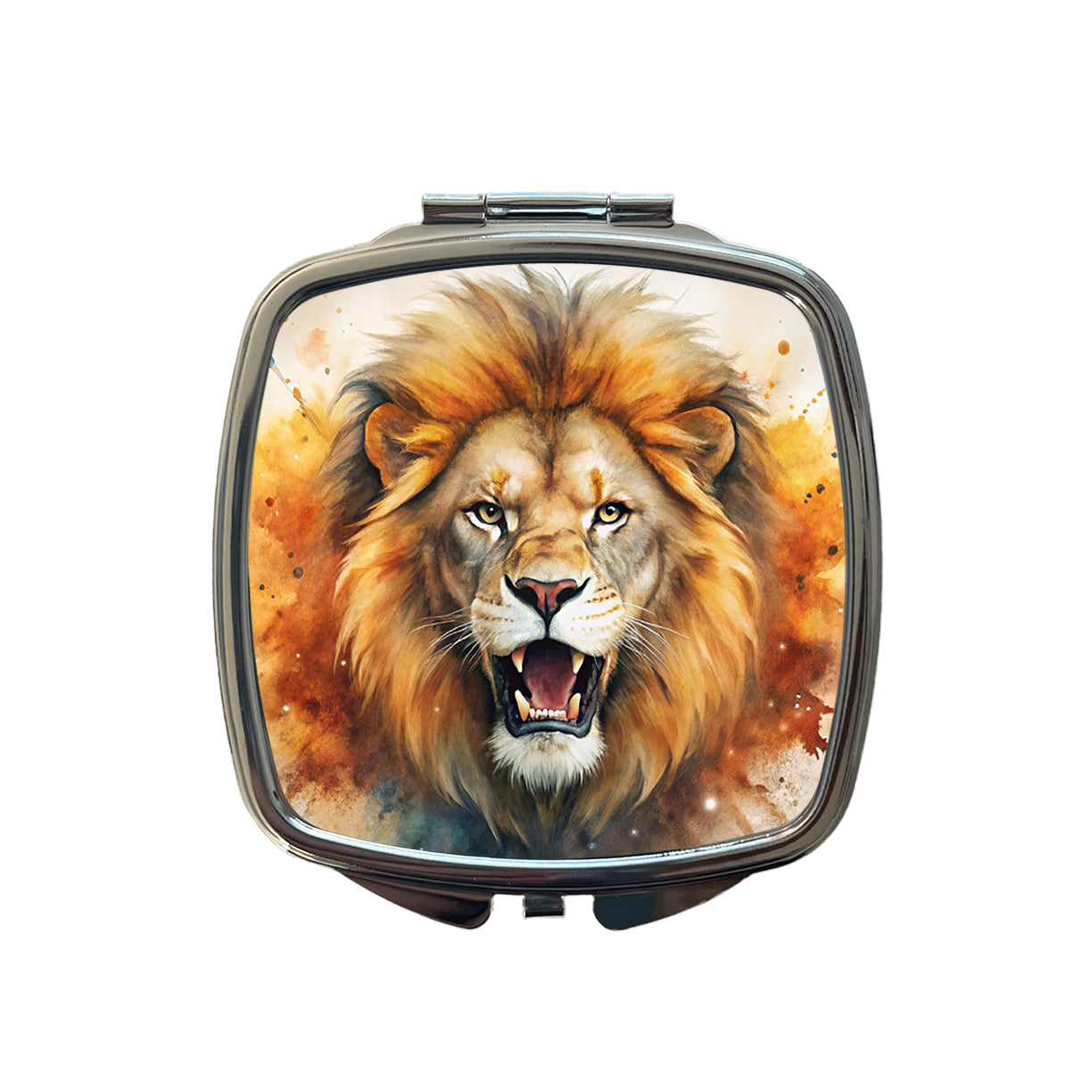 Angry Male Lion Watercolor Small Travel Purse Handbag Pocket Makeup Compact Mirror
