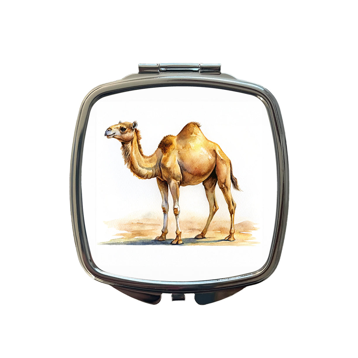 Camel Standing Watercolor Small Travel Purse Handbag Pocket Makeup Compact Mirror