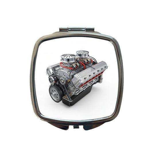 Classic V8 Muscle Car Engine Small Travel Purse Handbag Pocket Makeup Compact Mirror
