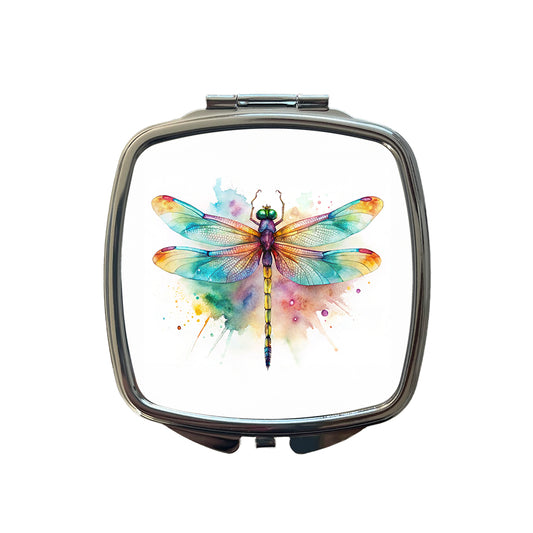 Dragonfly Colorful Background Watercolor Small Travel Purse Handbag Pocket Makeup Compact Mirror