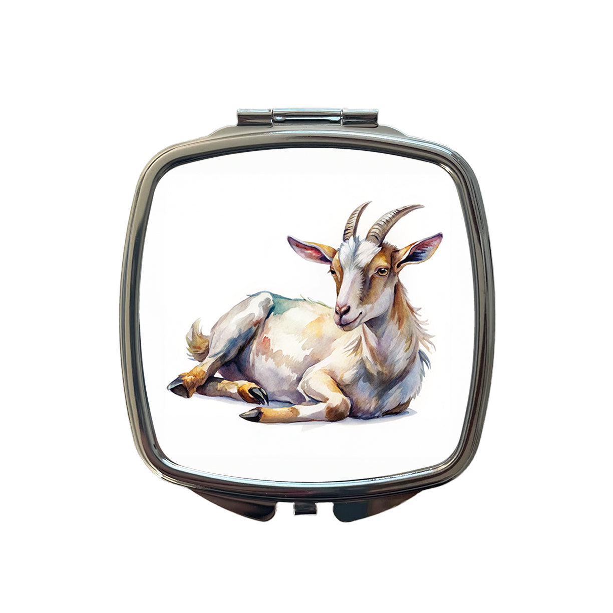 Fainting Goat Lying On Its Side Watercolor Small Travel Purse Handbag Pocket Makeup Compact Mirror