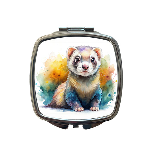 Ferret Colorful Watercolor Small Travel Purse Handbag Pocket Makeup Compact Mirror