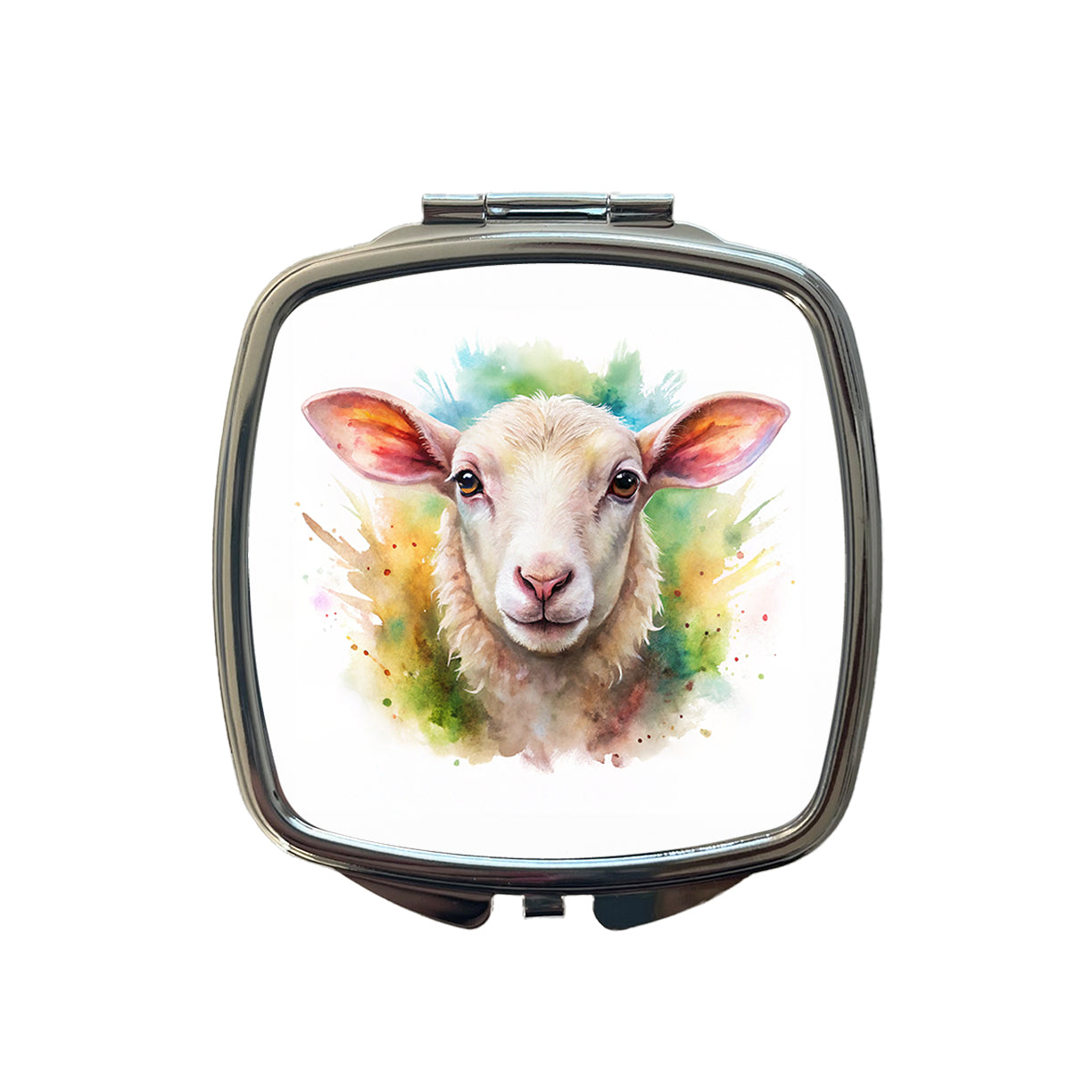 Lamb Face Watercolor Small Travel Purse Handbag Pocket Makeup Compact Mirror
