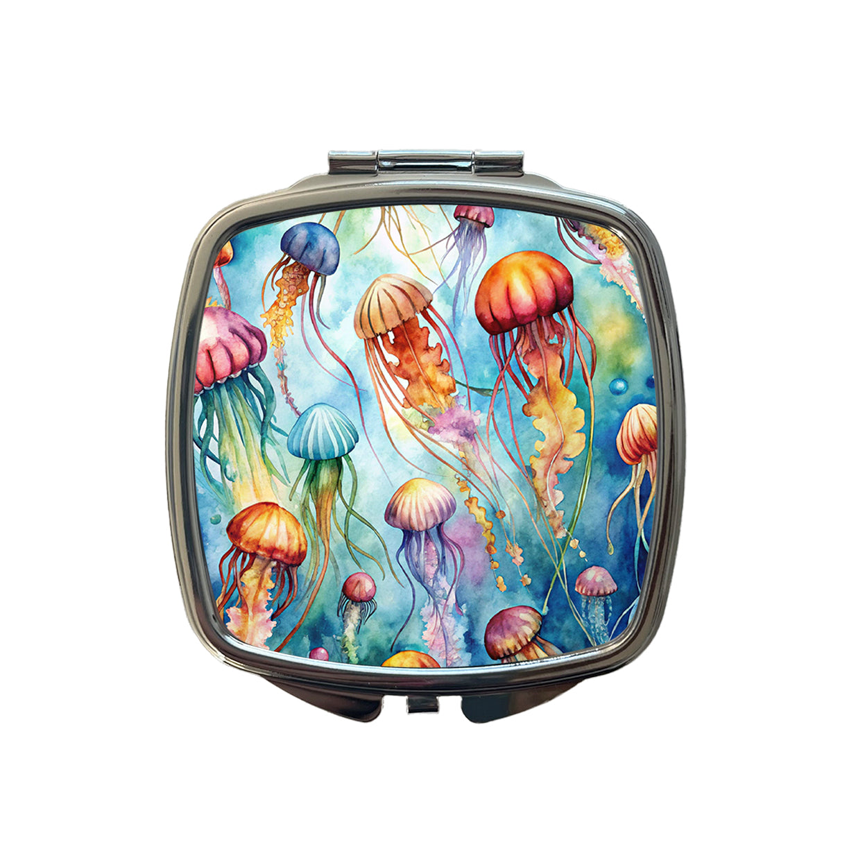Lots Of Jellyfish Underwater Watercolor Small Travel Purse Handbag Pocket Makeup Compact Mirror