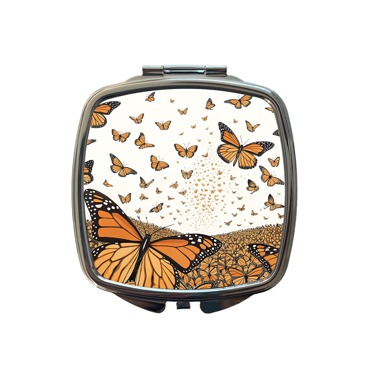 Monarch Butterflies Covering the Countryside Small Travel Purse Handbag Pocket Makeup Compact Mirror