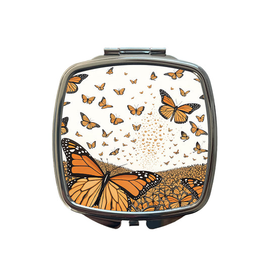 Monarch Butterflies Covering the Countryside Small Travel Purse Handbag Pocket Makeup Compact Mirror